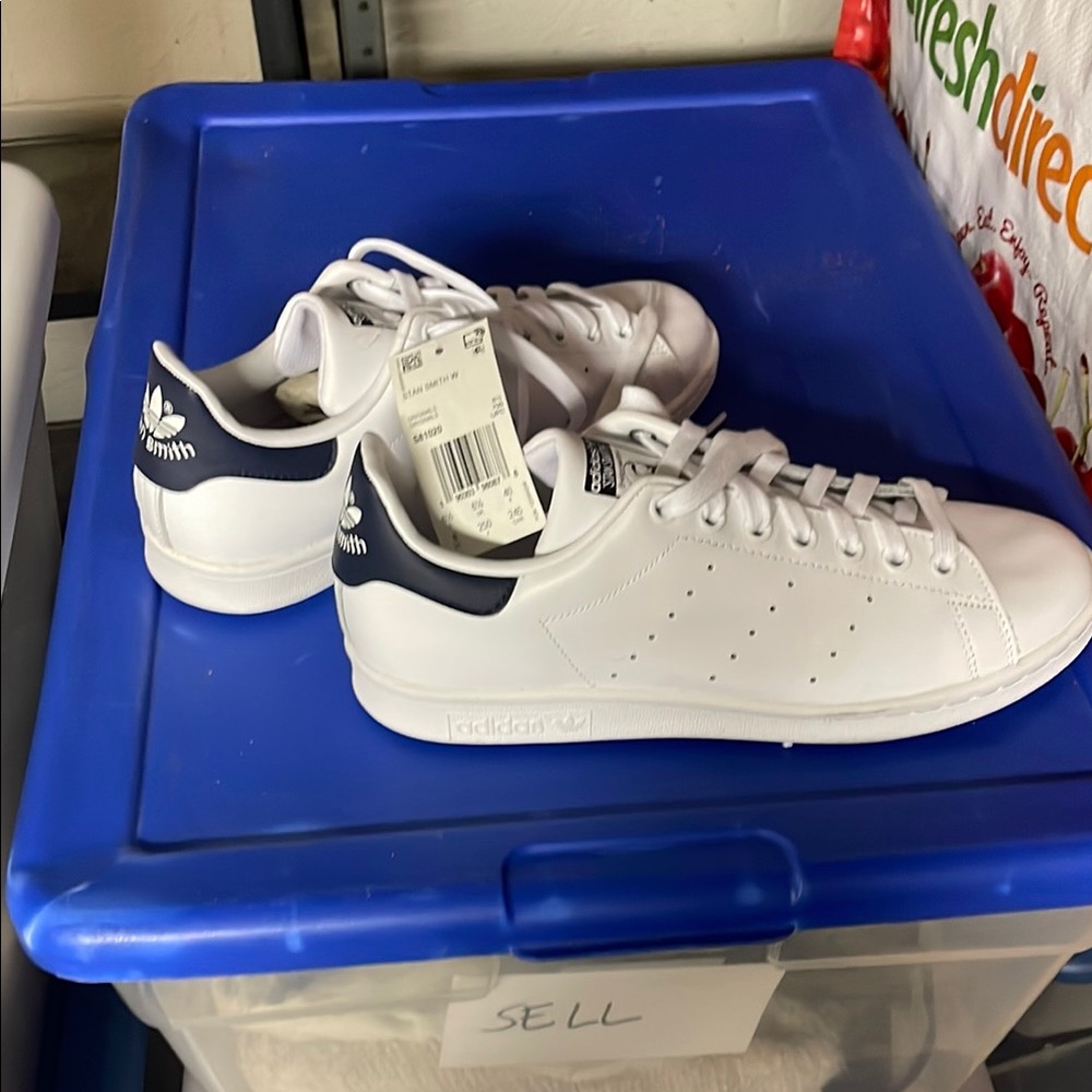 Adidas White and Blue Sneakers Classic Design